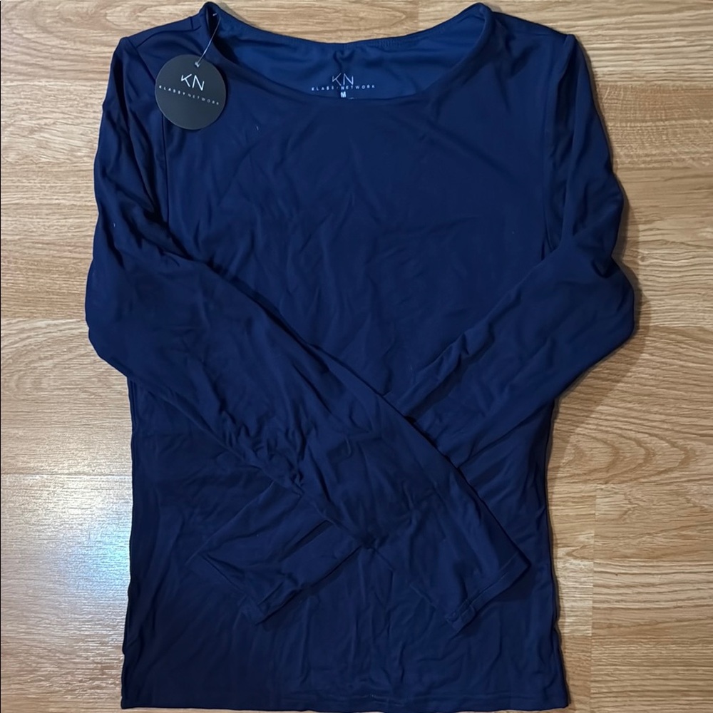 Klassy Network Long Sleeve Top in Navy Size Medium